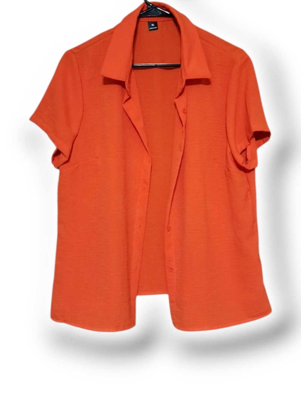 Ladies' Short-Sleeve Button Front Top - Orange